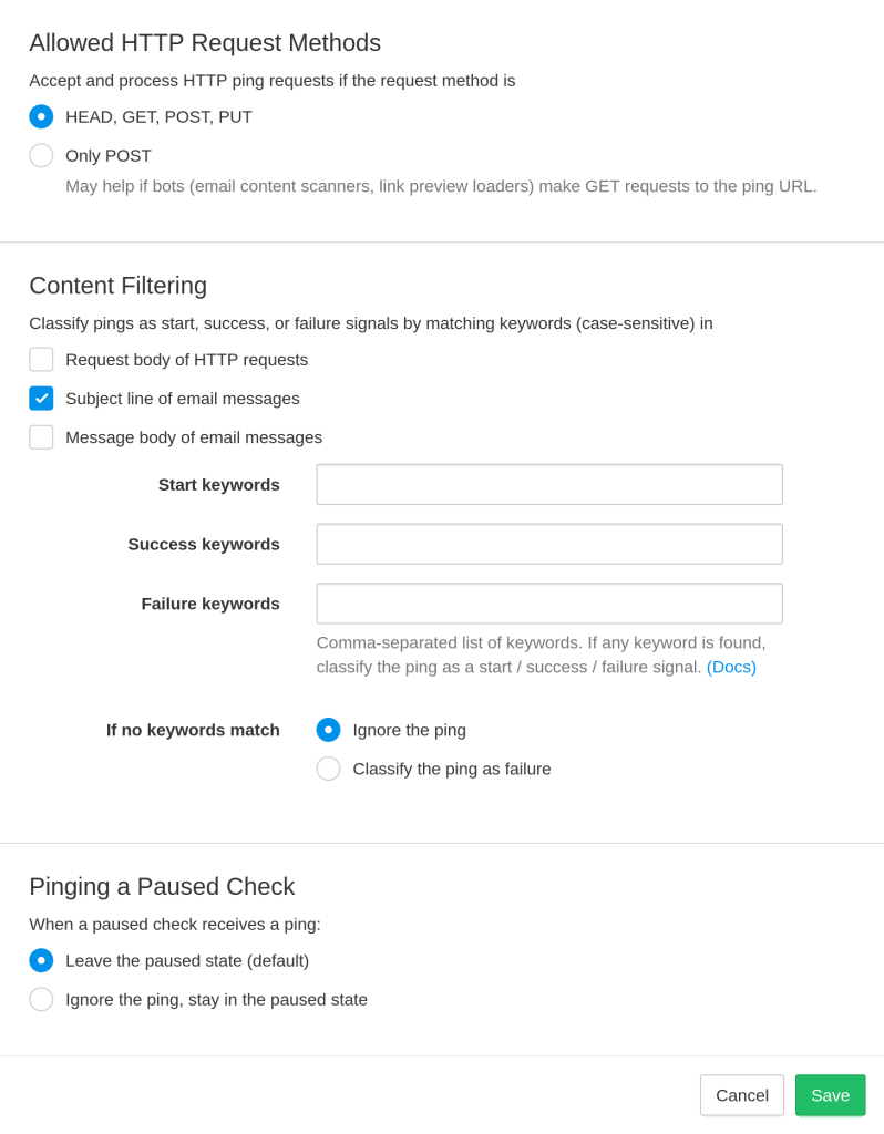 Request Filtering Feature New Feature: Filter HTTP Pings by Keywords – Healthchecks.io Blog